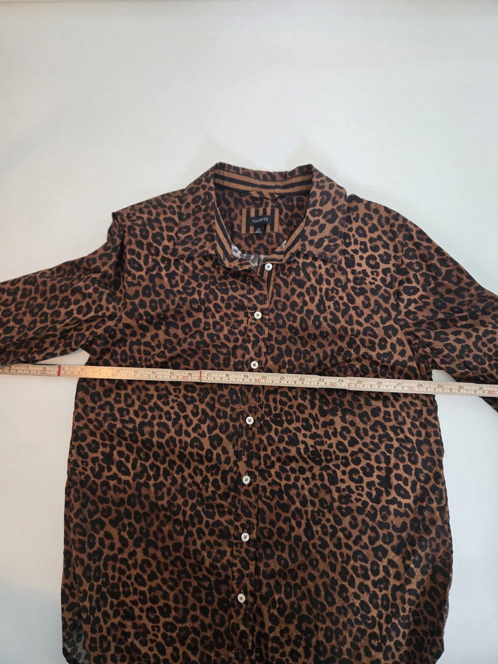 NWOT Talbots Brown and Black Leopard Print Button-Down Shirt Womens Size M - Picture 10 of 13